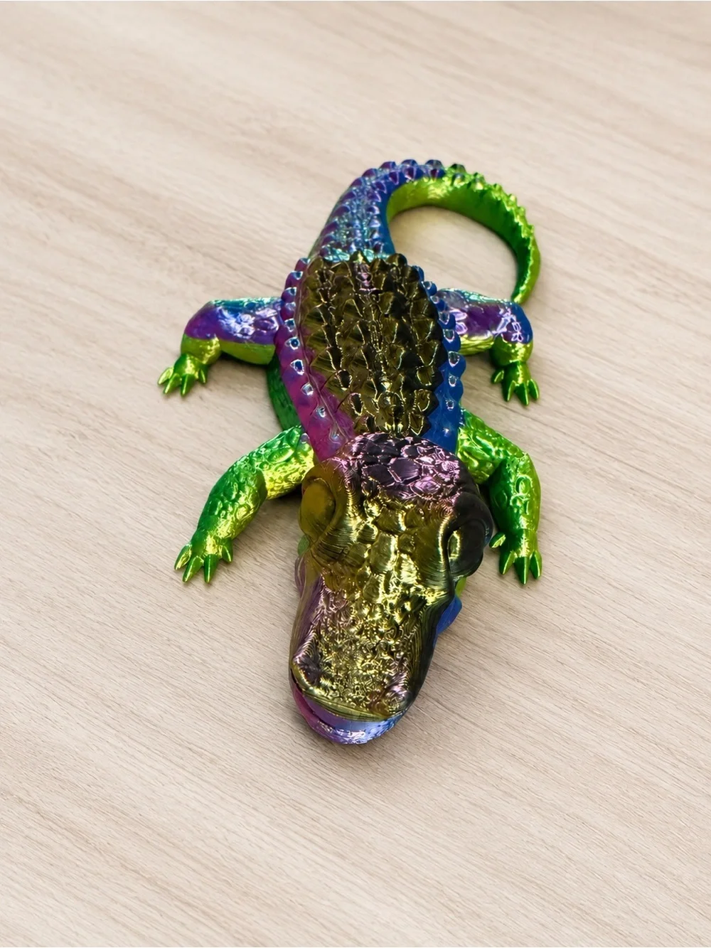 3D printed Metallic Green & Purple Alligator Terrarium Accent